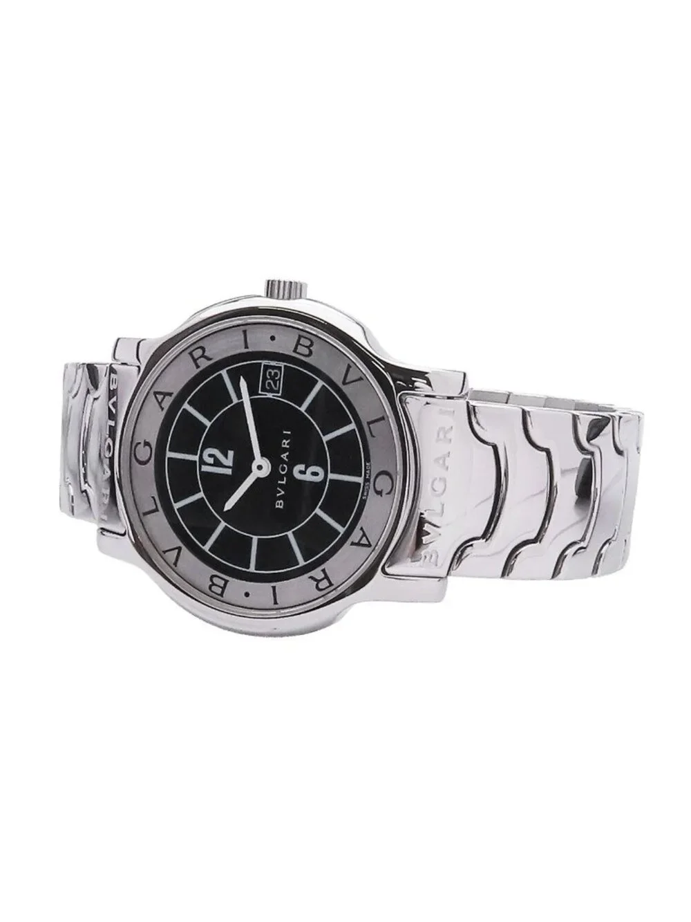Bvlgari Solotempo Black Stainless Steel Watch Quartz